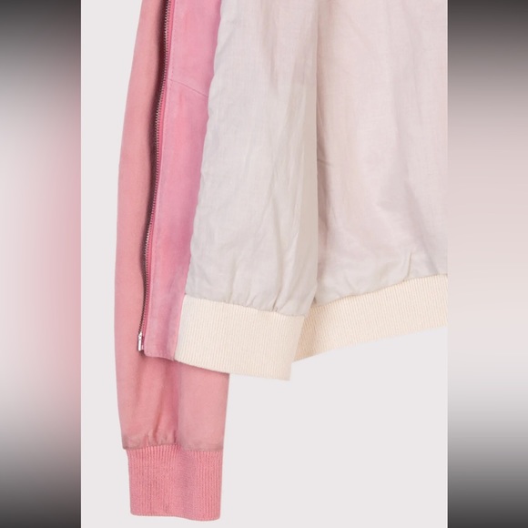S.T.R.A. Suede and Leather Lightweight Bomber Jacket in Rose Pink - Med - Picture 7 of 12